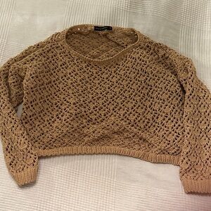 moon & madison Brown Crochet Sweater